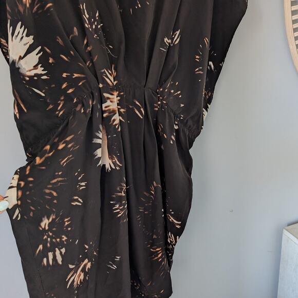 ULLA JOHNSON Black Print Silk Dress, Flowy, Knee-Length, size 8 - Picture 4 of 6
